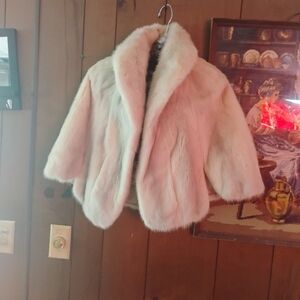 Vintage Famous-Barr Mink Fur Cape | Blush Pink | Pockets | No Sleeves COA***
